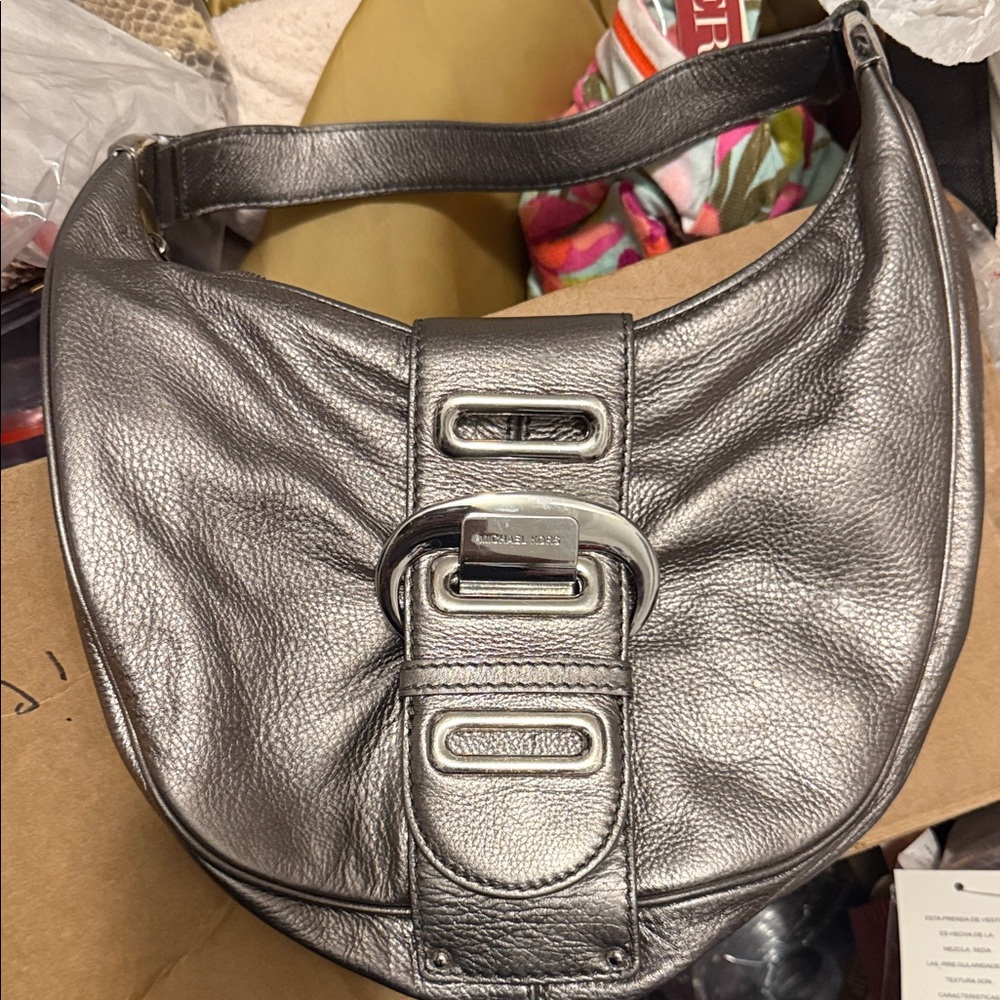 Michael Kors Metallic Silver Hobo Bag